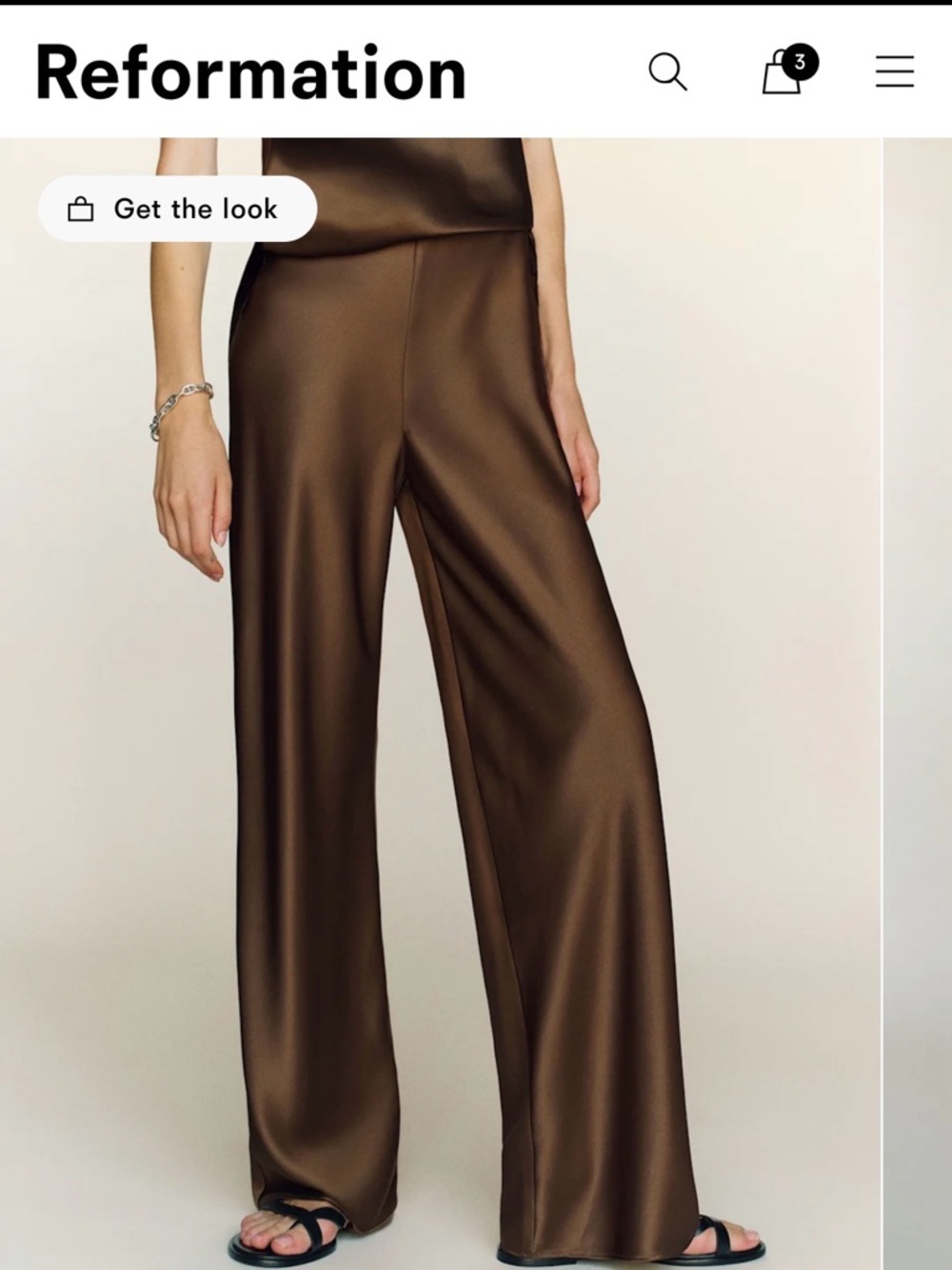 Reformation Gale Satin Pants in Brown XSP